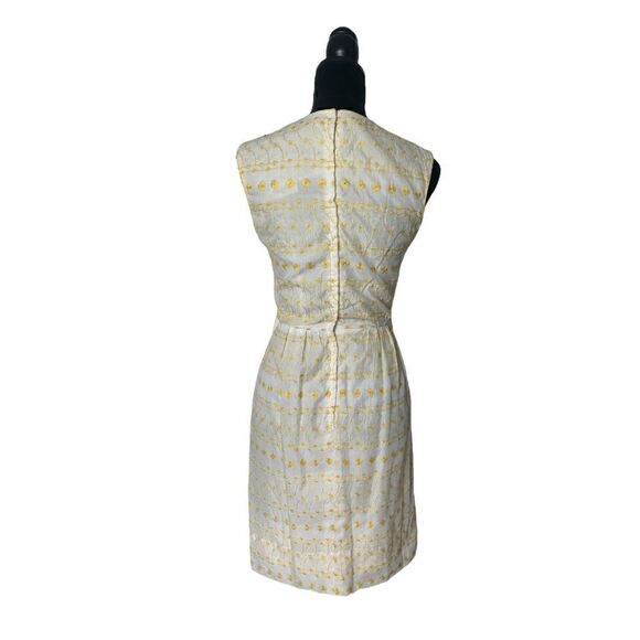 Authentic Vintage Elinor Porter 1950’s Yellow & Cream Embroidered Prairie Dress - Picture 4 of 16